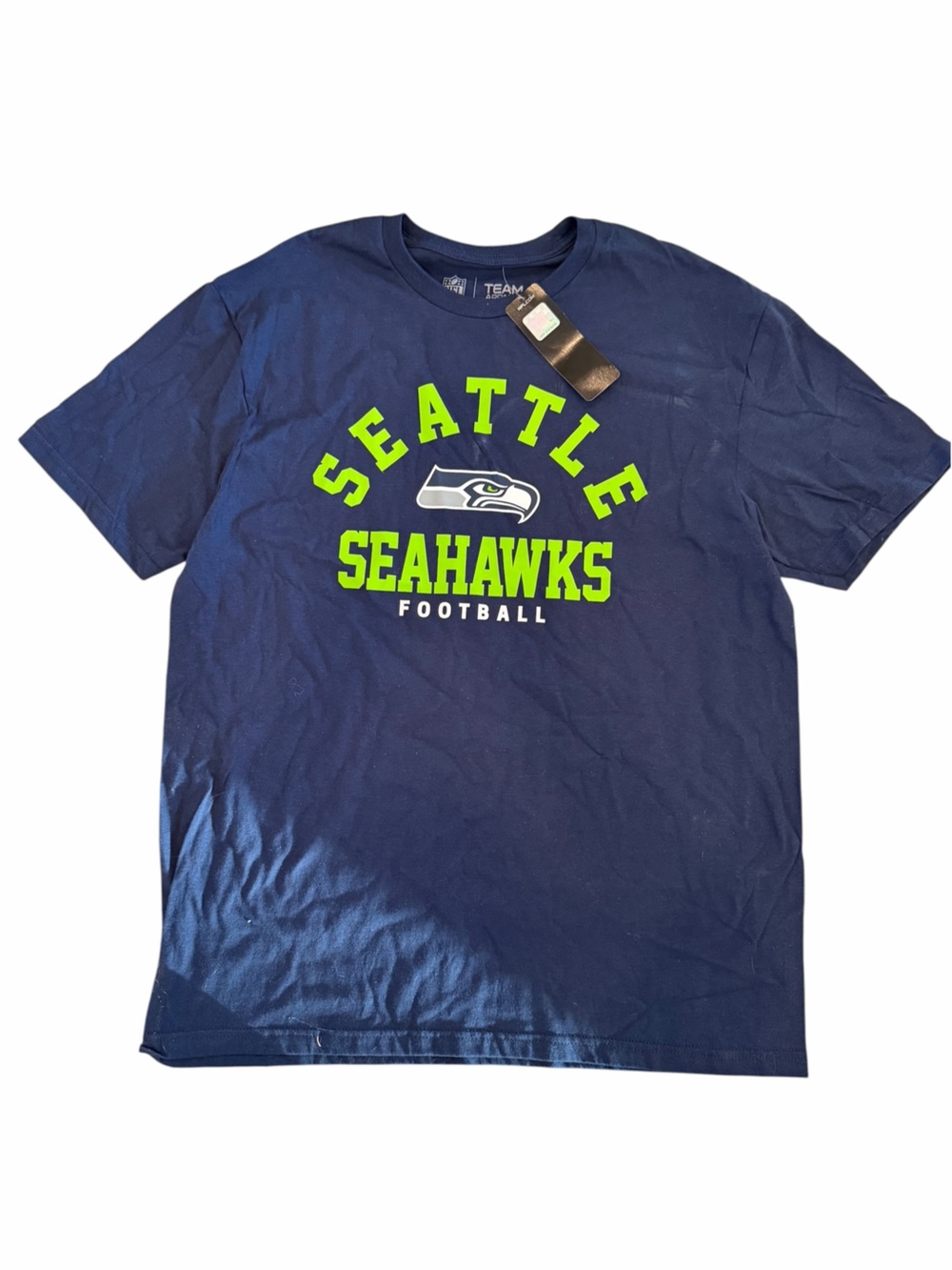 NFL Seattle Seahawks Navy Blue Tee with Neon Green Logo
